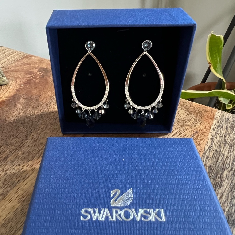 Swarovski Silver and Blue Crystal Earrings